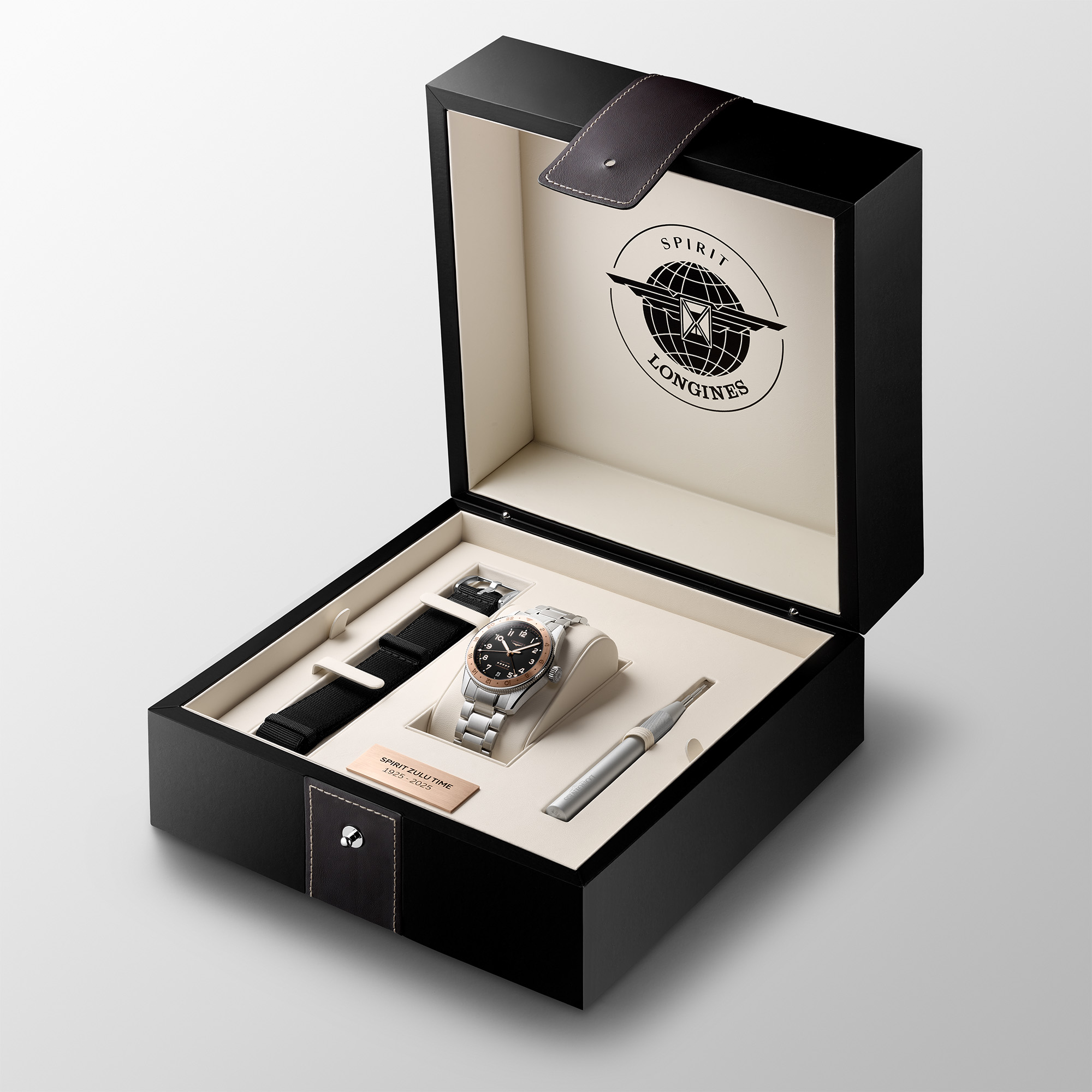 Longines Spirit Zulu Time 1925 Automatic GMT 39 mm Rose Gold and